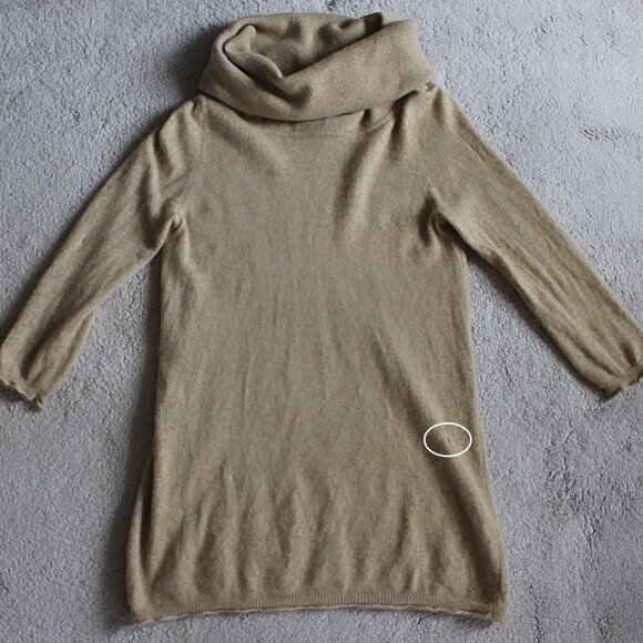 Cynthia Rowley - 100% Cashmere Oversize Cowl Neck Tunic in Tan, Medium - Picture 8 of 10